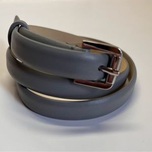 MaxMara Gray Leather Skinny Belt Size 38